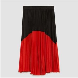 ZARA Color-block Pleated Midi Skirt NWOT